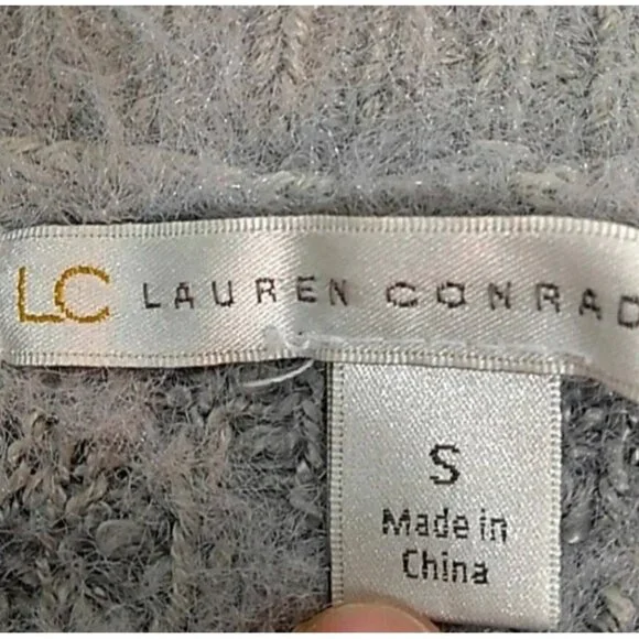 LC Lauren Conrad Women's Sweater Gray Purple Sz S Fair Isle Boat Neck Soft Cozy - Picture 9 of 11